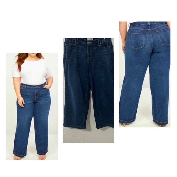 Lane Bryant Plus Size 14 Flex Magic Waistband Mid Rise Wide Leg Women’s Jeans - Picture 1 of 10